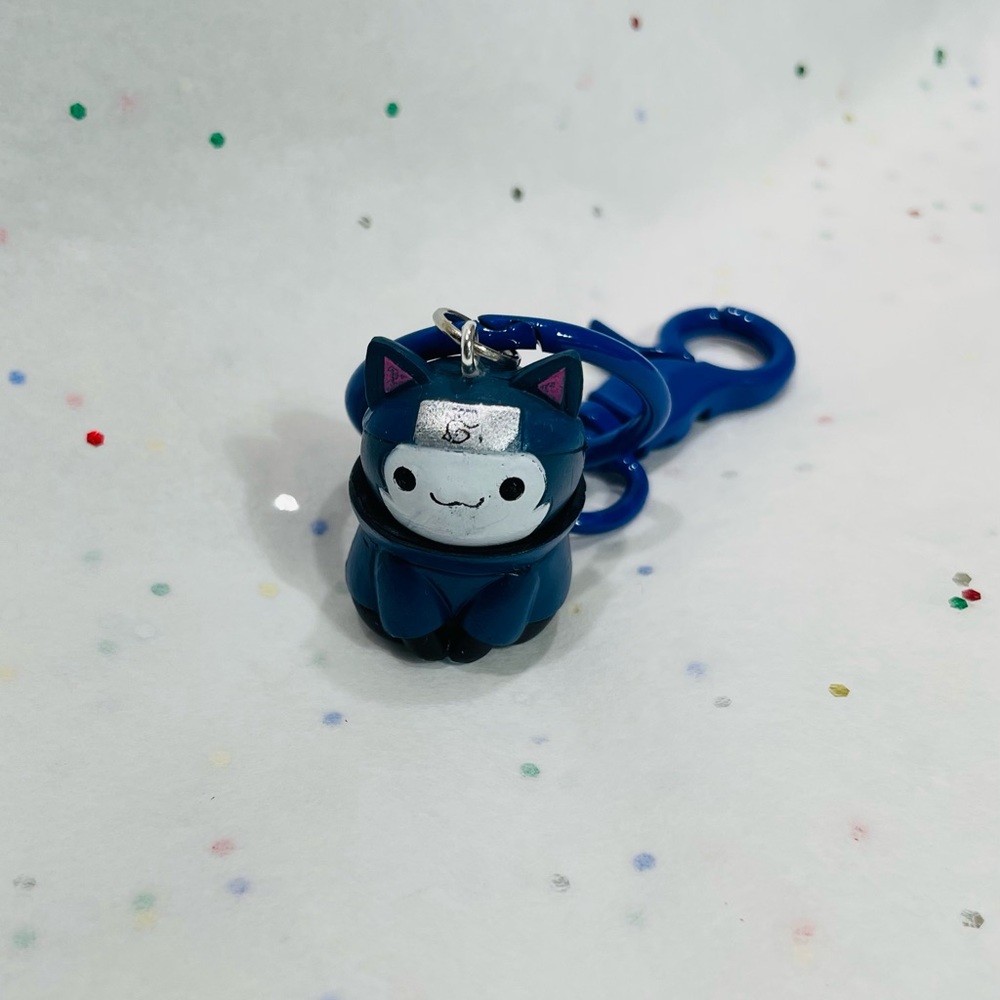Sasuke Uchiha Ninja Shinobi Kitty with Blue Keychain or zipper charm